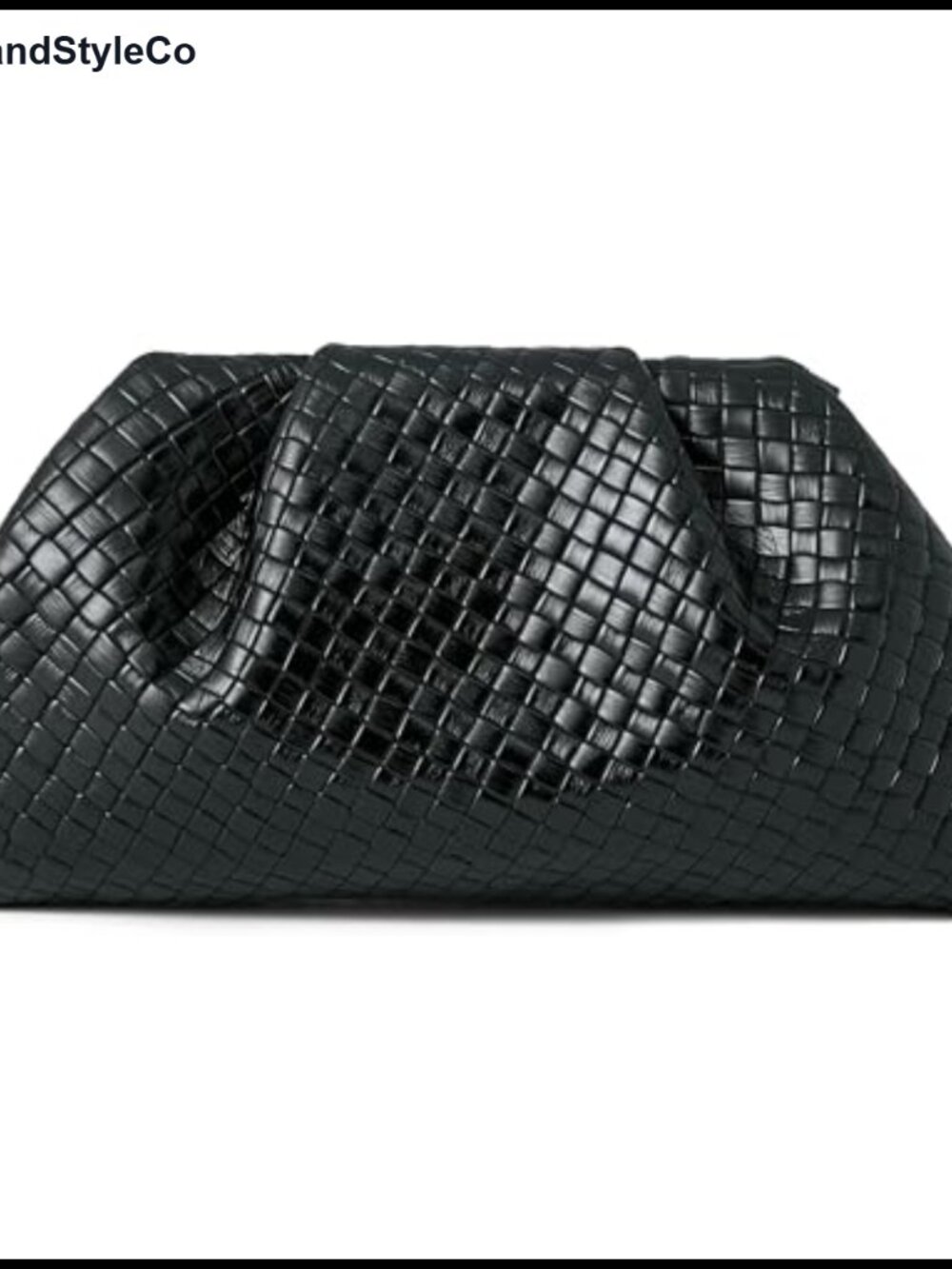 Woven Evening Bag Ruched Dumpling Clutch with Detachable Chain Crossbody